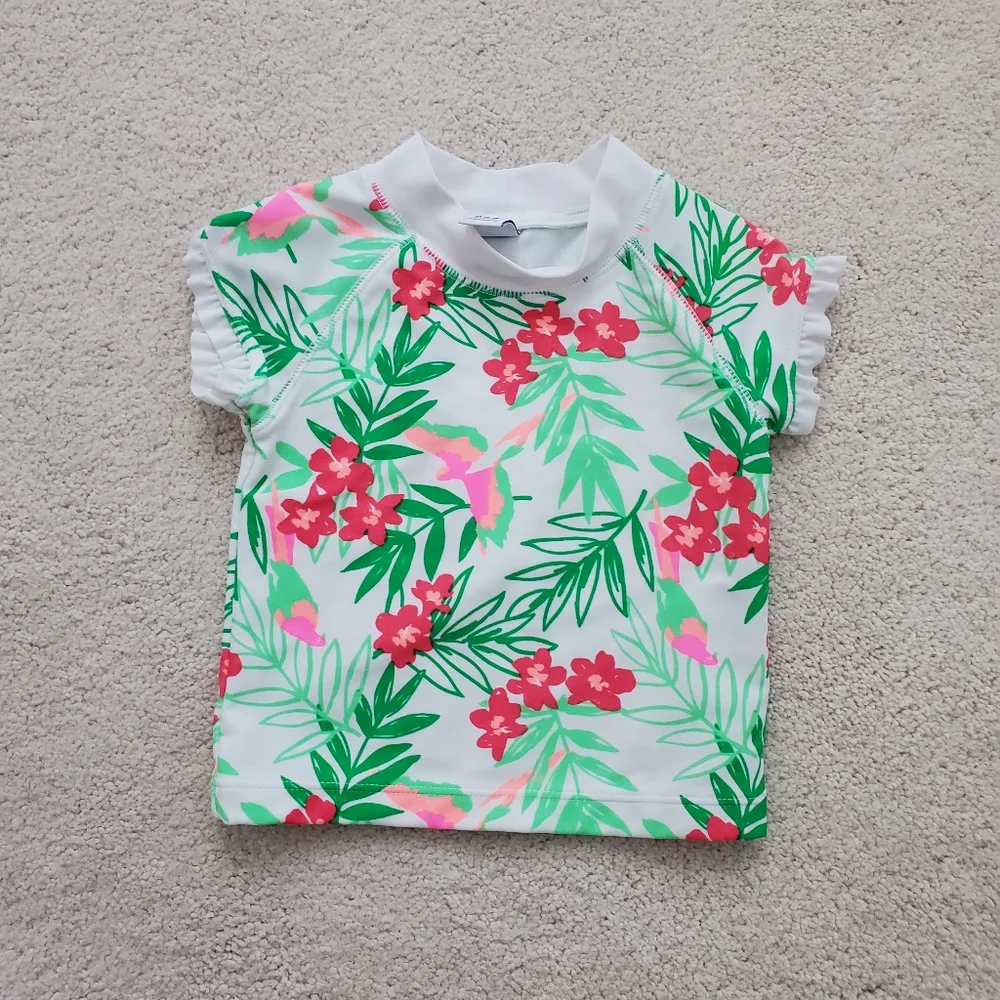 Janie and Jack Baby Girls' Tropical Rash Guard Swim Shirt 12-18m